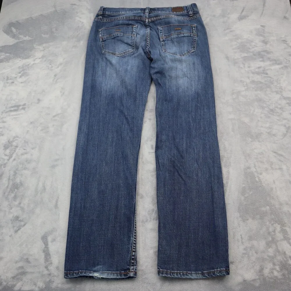 RS Pants Mens 32 Blue New York Slim Straight Mid Rise Zip Dark Wash Denim Jeans